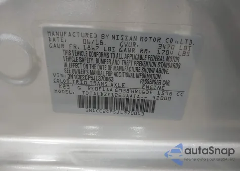 2018 Nissan Versa Note Sv from USA, damaged, VIN 3N1CE2CP5JL370063